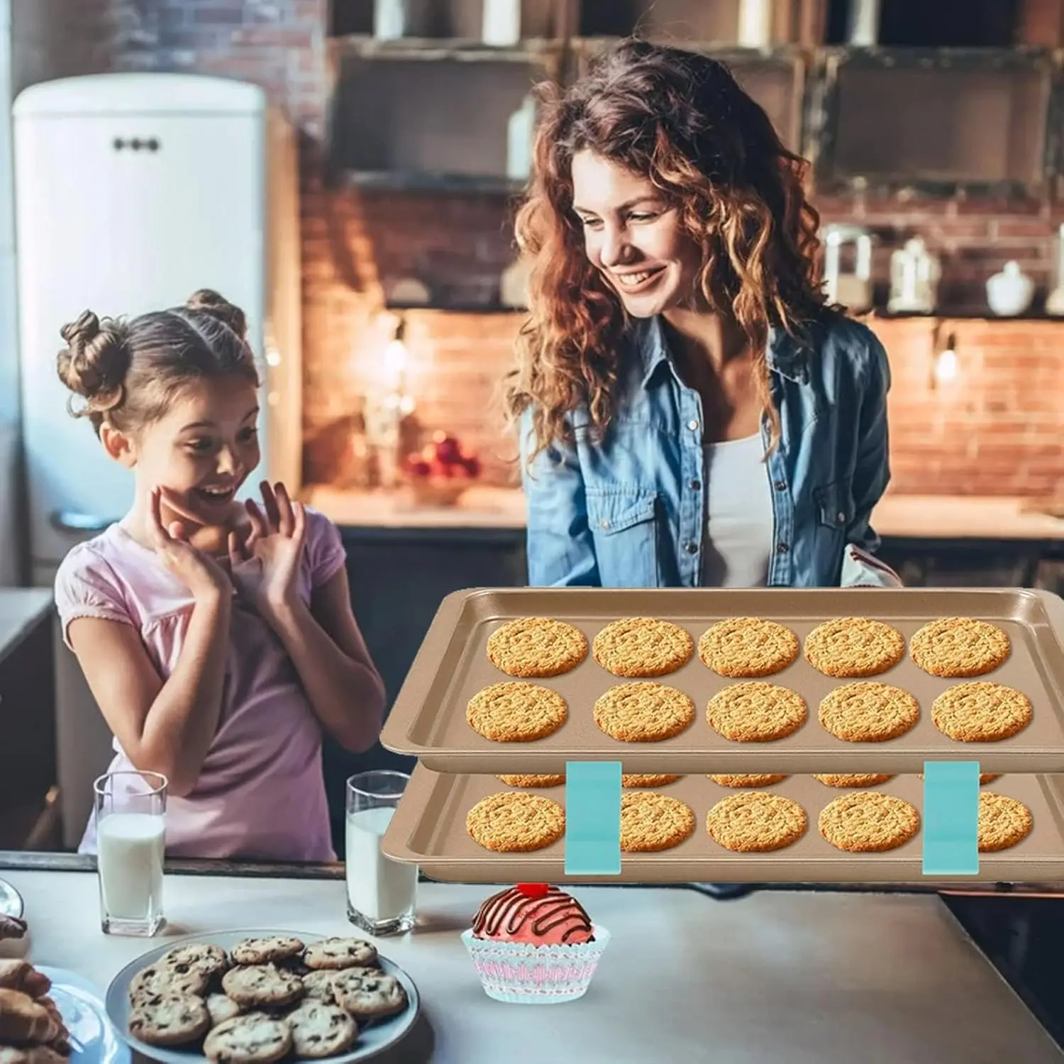 12Pcs Baking Sheet Stacker,Cookie Sheet Stacking Clips,Space-Saving Baking Sheet Stacker,Safe Cookie Tray Stacker Clips