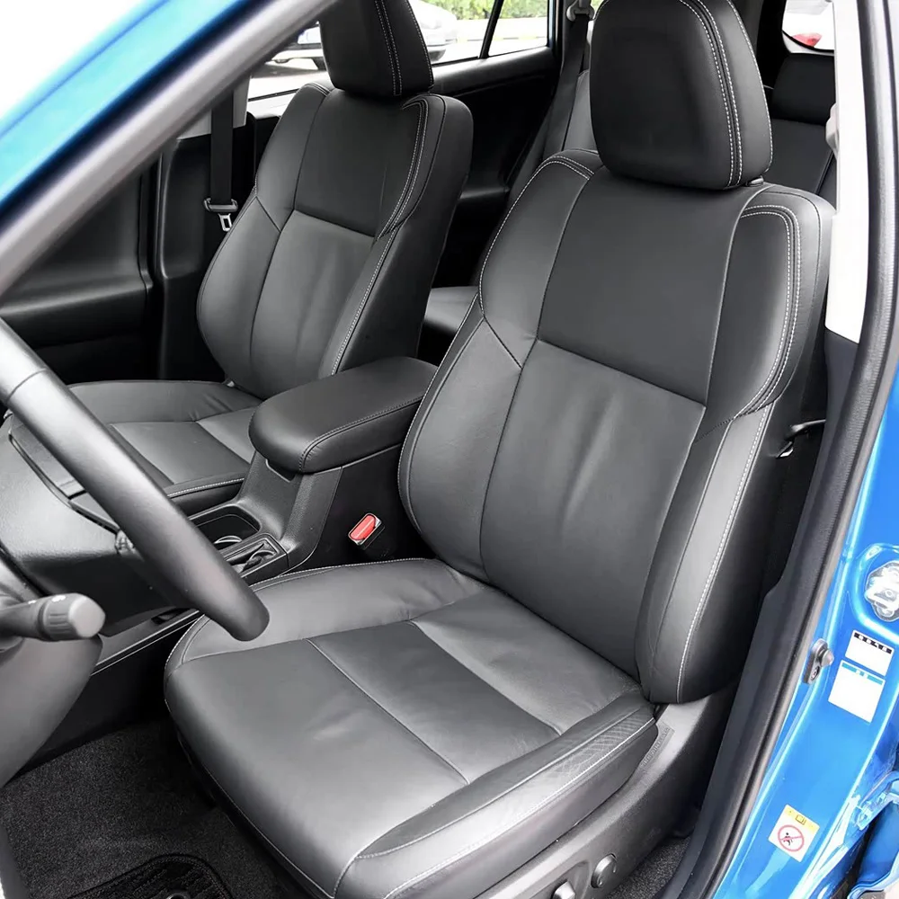 Maßgeschneiderte 5-Sitzer-Autositzbezüge für Toyota RAV4 2014 2015 2016 2017 2018 2019 Kunstleder-Sitzkissen Komplettset Autositzbezüge