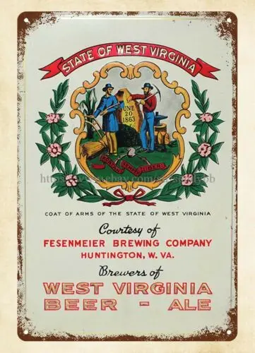 West Virginia Pilsner Beer Fesenmeier Brewing Huntington metal tin sign