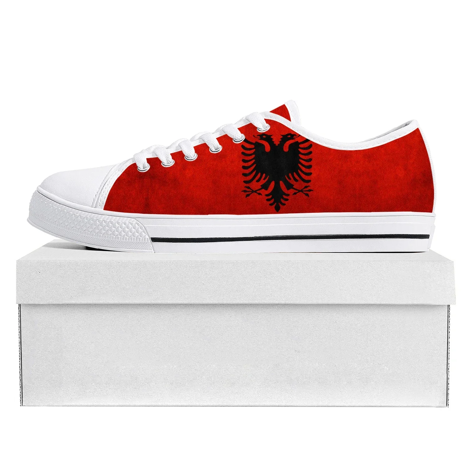 

Albanian Flag Low Top High Quality Sneakers Mens Womens Teenager Canvas Sneaker Albania Prode Casual Couple Shoes Custom Shoe