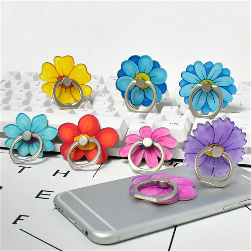 

360 Degree Camellia Colorful Flower Finger Ring Stand Holder Mobile Phone Holder Stand For Iphone Xiaomi Huawei All SmartPhone