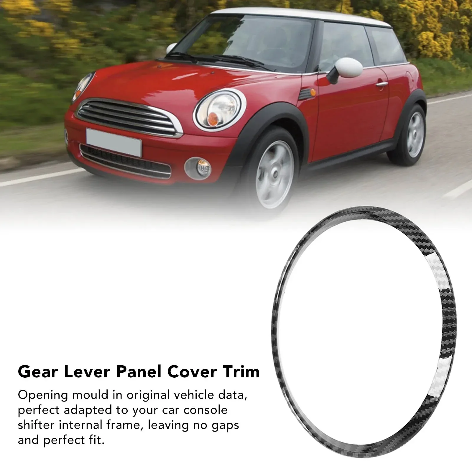 Carbon Fiber Look Car Gear Shift Panel Decoration Ring Cover Trim for Fit for Mini Cooper R54 R56 Clubman R55 Crossover R60