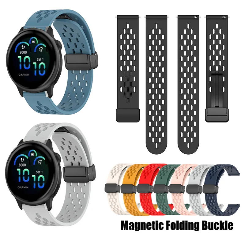 

Breathable Silicone Strap Magnetic Buckle Band For Garmin Vivoactive 6 / Vivoactive 5 / Forerunner 165