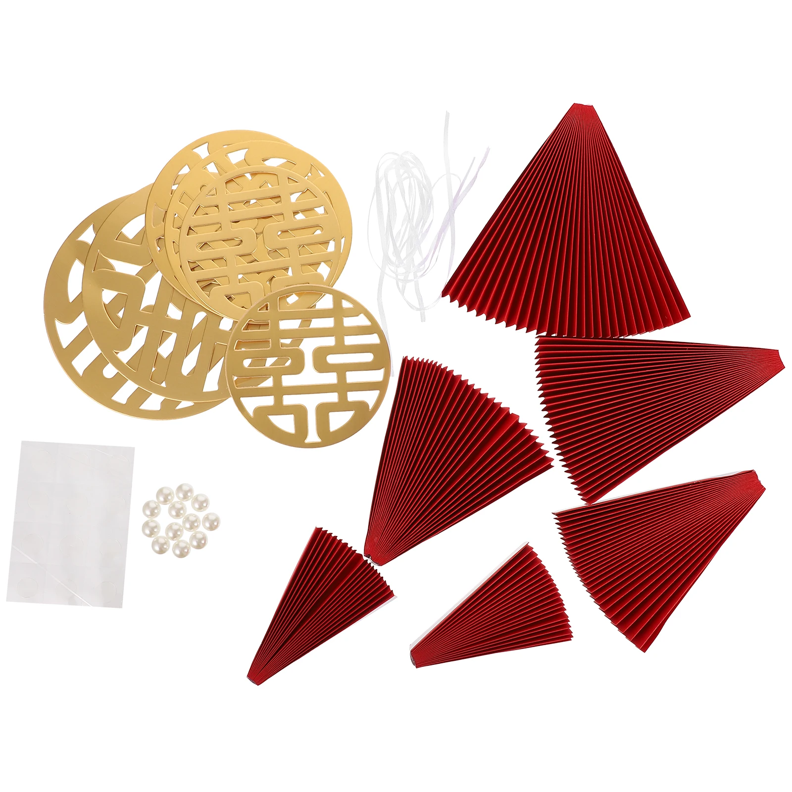 

6 Pcs EcoFriendly Red Paper Fans Exquisite Blessing Characters Festive Wedding Decor Ornaments