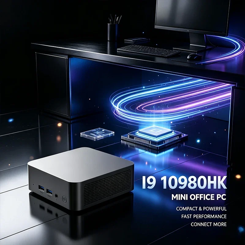 Mini Office PC Intel I9 10980HK Powerful Small Desktop Computer Fast Response Multiple Port for Business Office Home Gaming Work