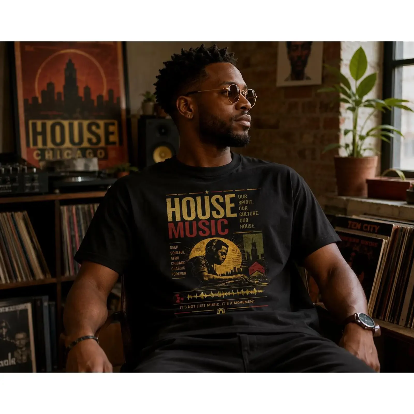 House Music T Shirt DJ Electronic Techno Dance vintage Washed Casual homme Breathable Stylish Comfortable fashion Versatile