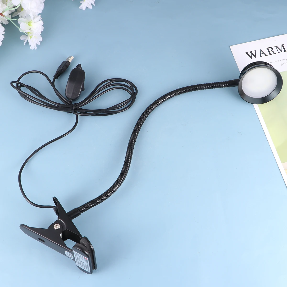 

USB Powered Reading Light Eye-care Lampshade Book Light Flexible Clip Reading Lamp in Bed and Portable Travel Reading Light (