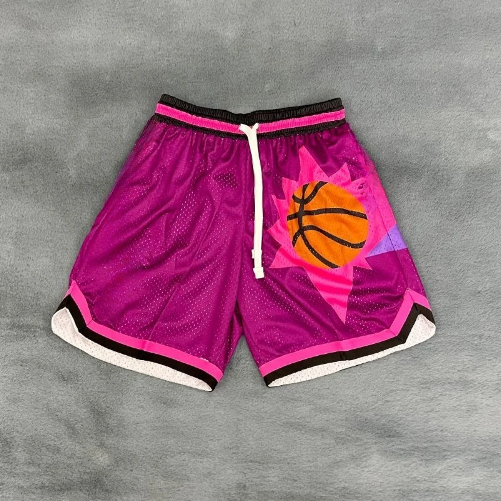 American Basketball Shorts Men\'s Sport Retro Cotton Personality Lightning Quarter Quarter Pants Lakers Warriors Ball Pants