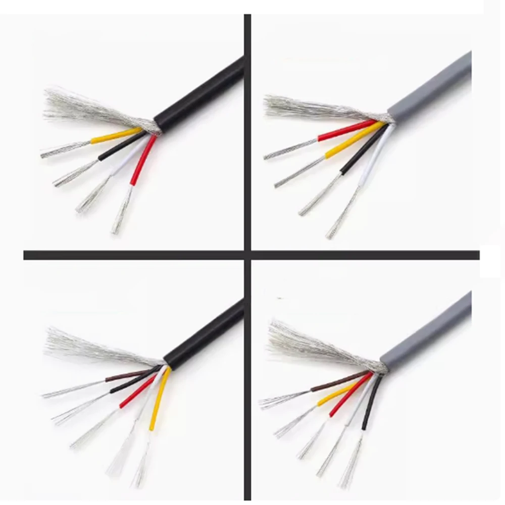 

Разъем 300 м, экранированный провод, многожильный, 4-жильный, 28AWG, серый/черный, электронный соединительный кабель для аудиосигнала