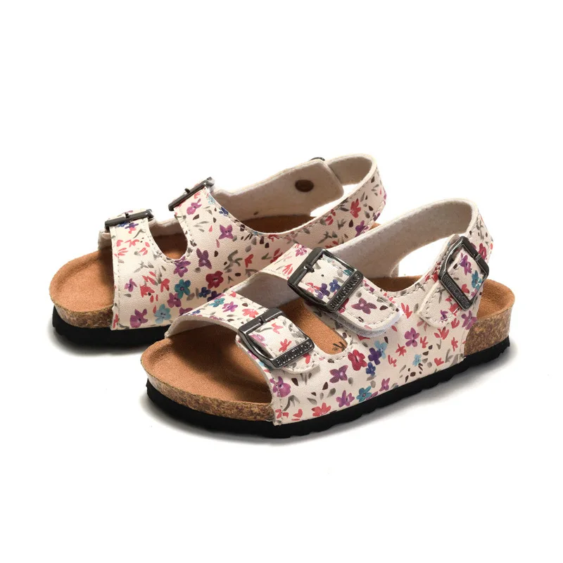 

Summer New Floral Print Children Cork Sandals Slides Girls Beach Shoes Baby Walking Shoes Kids Sandals Soft Non Slip Shoes Soft