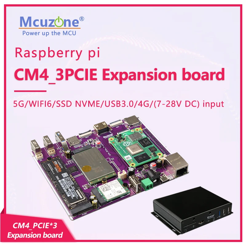 

RPi CM4_PCIE*3 Expansion board 5G/WIFI6/SSD NVME/USB3.0/Wide voltage/4G LTE M.2 Ubuntu openwrt