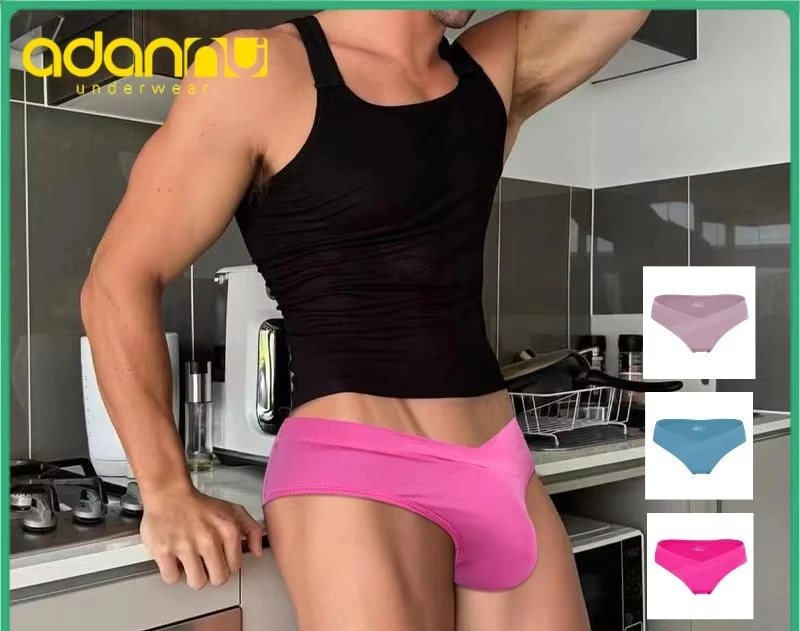 New Modal High Elasticity Low Waist V-Shape Men's Sexy Sports Underwear Briefs Breathable Seamless Butt Lifting Pouch Panties