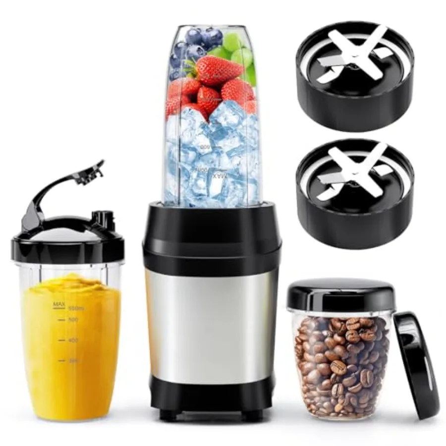 

Blender for Smoothies, 1200W Smoothie Blender for Ice Crushing, Blenders with 2 6-Fin Blades, Personal Blenders for Kitchen wit