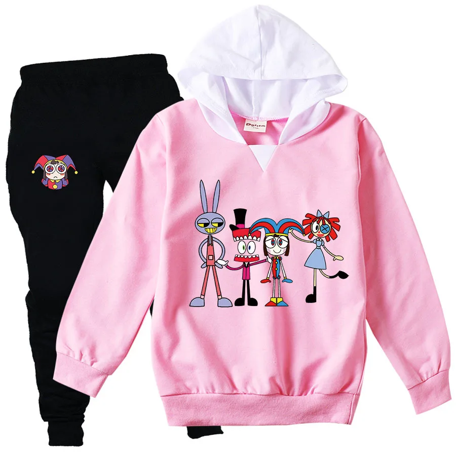 

Cartoon Circo Digital Ropa Hoodie Kids Pomni and Jax Clothes Set Baby Girls Long Sleeve Sweatshirt Pants 2pcs Set Boys Tracksuit