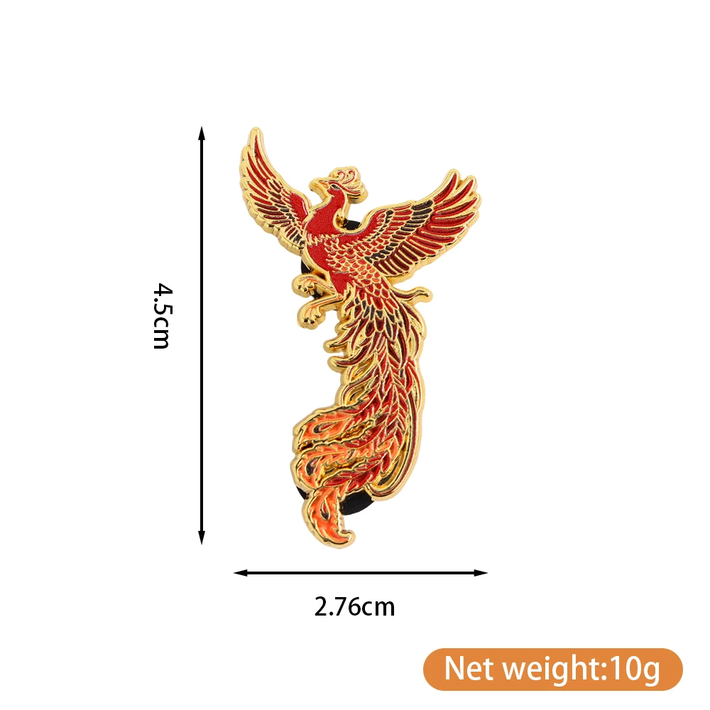 Roter Phönix Emaille-Pin Mythischer Feuervogel Brosche Wiedergeburt-Symbol Anstecknadel Fantasy-Vogel Schmuck Geschenk für Frauen Männer Rucksack-Zubehör – Detail 4