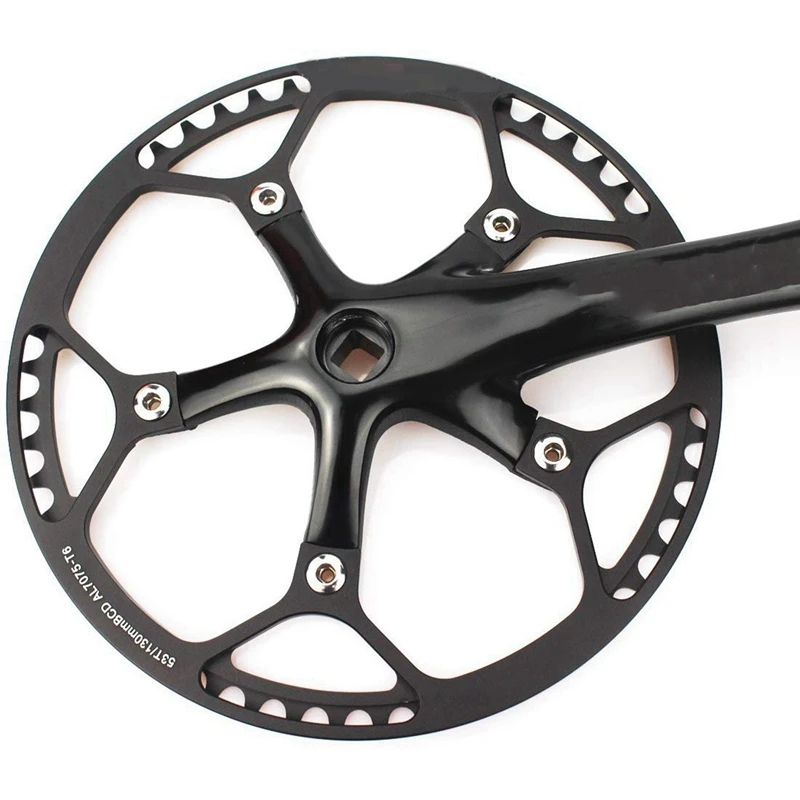 2X Single Speed Crankset 53T 170Mm Crankarms Folding Bike Crankset With Protective Cover For Bike Track Road Bicycle