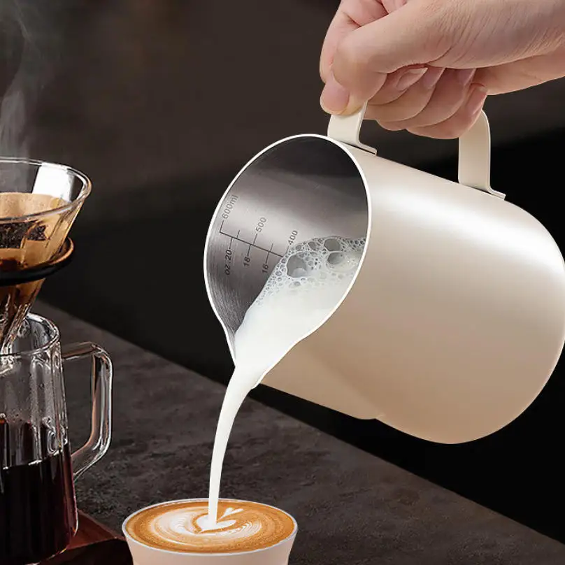 Customizable 304 Stainless Steel Manual Milk Frother Cup Latte Art Coffee Pot Hand Brew Pitcher for Cappuccino Foam Making