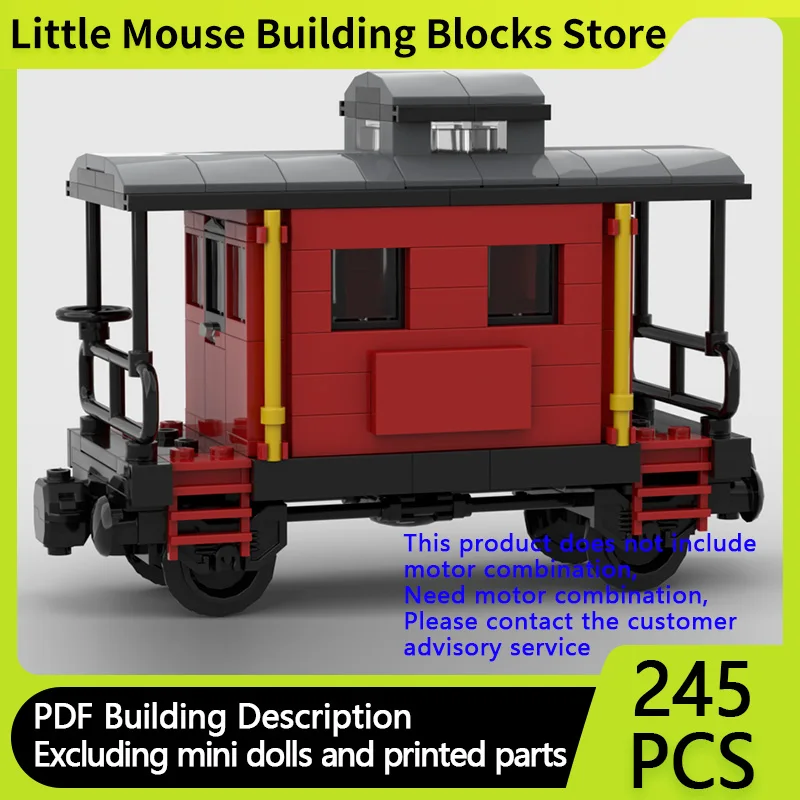 City Car Model MOC Building Bricks Rail Train Caboose Brake Van Modular Technology Gifts Holiday Assemble Children Toys Suit