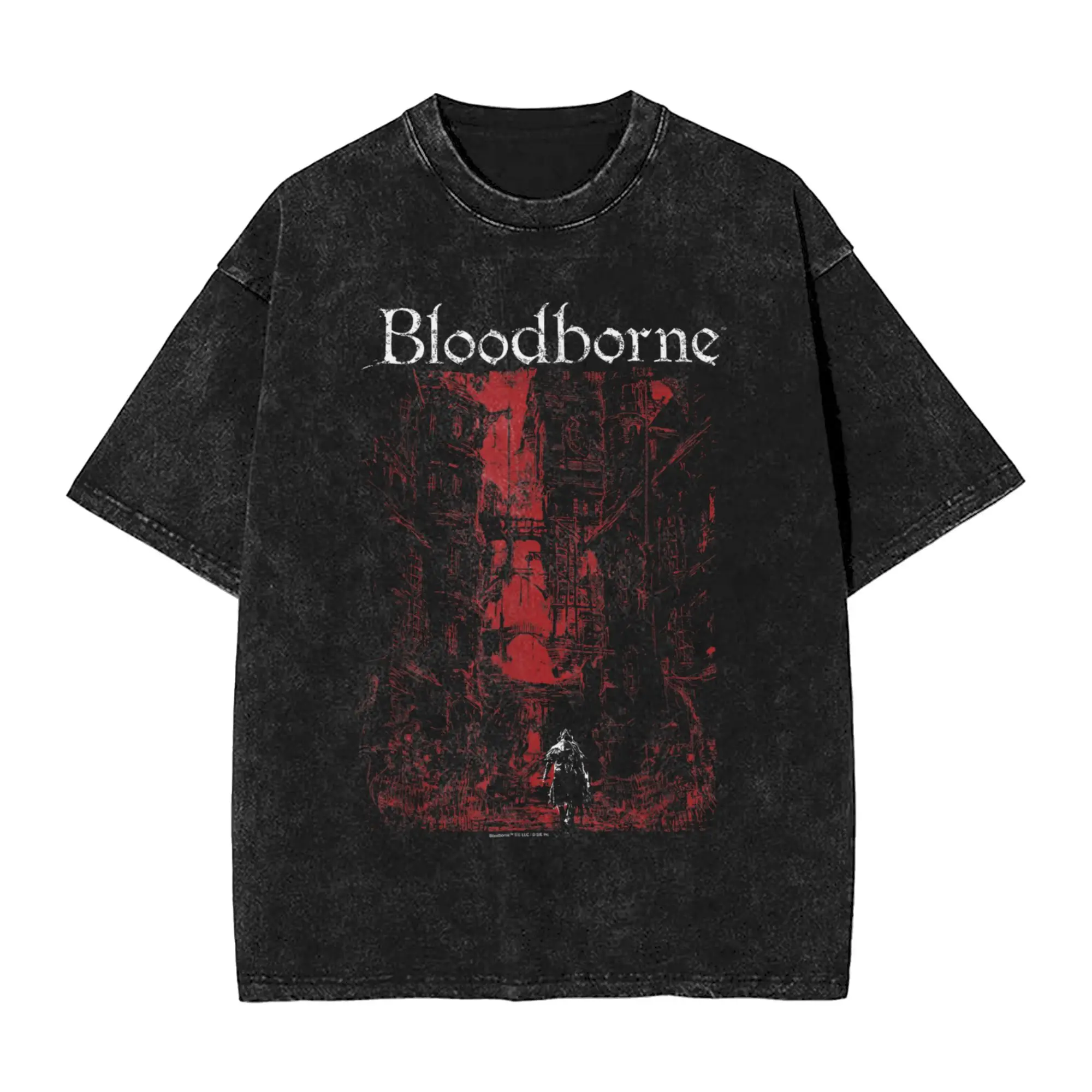 Hot Sale Action Role-playing Game Bloodborne Graphic Print T-Shirt Men Women Oversized Vintage Washed Cotton Top Summer New Tee
