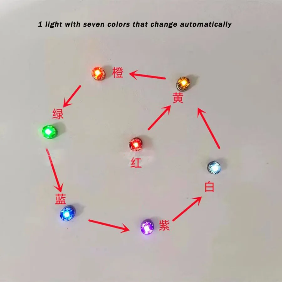 1 قطعة التحكم المغناطيسي Led مصباح نموذج ضوء سبعة ألوان التلقائي تغيير اللون تأثير للسيارات/الروبوتات/صنع بنفسك مع البطارية