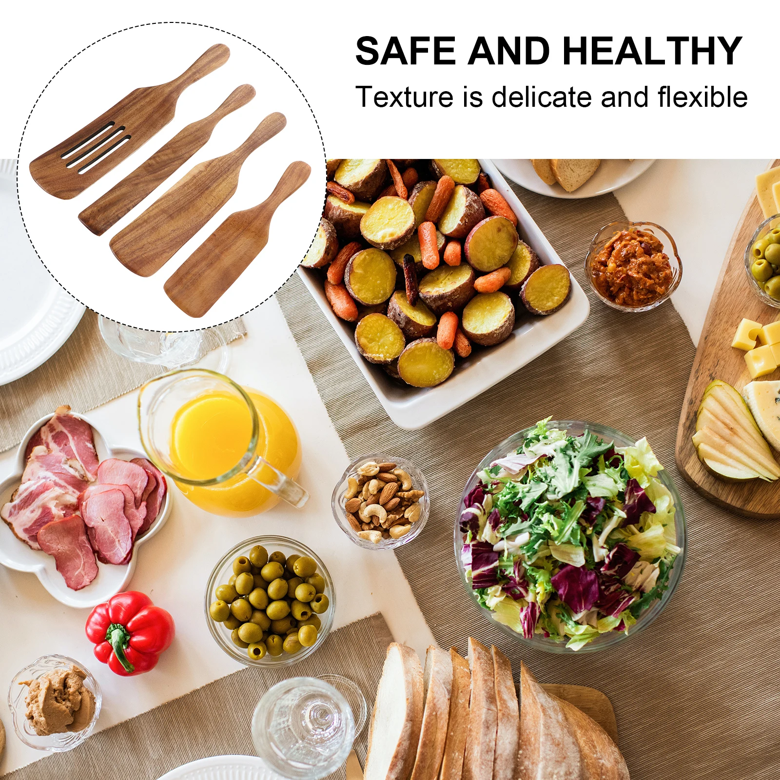 

Spatula Cookware Kitchen Tool Heat resistant Salad Spoon Long H Saving Wooden Wooden Cooking Set Utensils