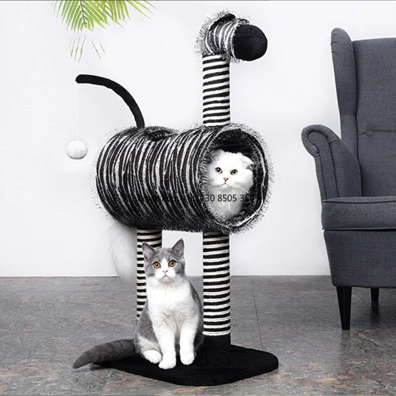 

Manufacturer Wholesale Cute zebra Shape Black White Cat Scratcher Tree Condo
