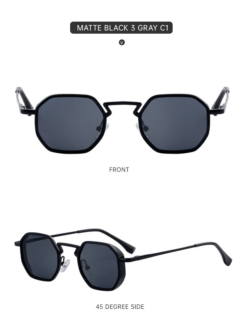 Kleine Rahmen Hexason Steampunk Sonnenbrille Männer 2025, Luxus Marke Vintage Punk Brillen Klassische Polygon Metall Sonnenbrille Männlich UV400 – Detail 14