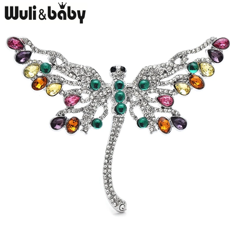 Wuli&baby Luxury Palace Style Dragonfly Brooches For Women Lady 3-color Charming Insects Party Office Brooch Pins Gifts