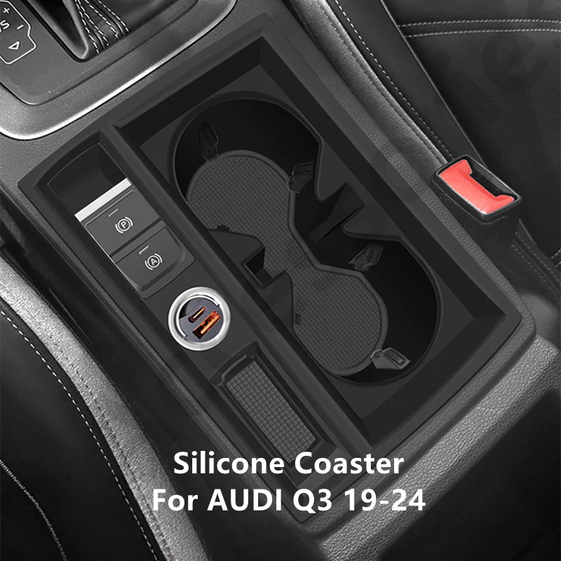 For AUDI Q3 19-24 Silicone Coaster,Car Interior Decoration Modification Protection Accessories Refit