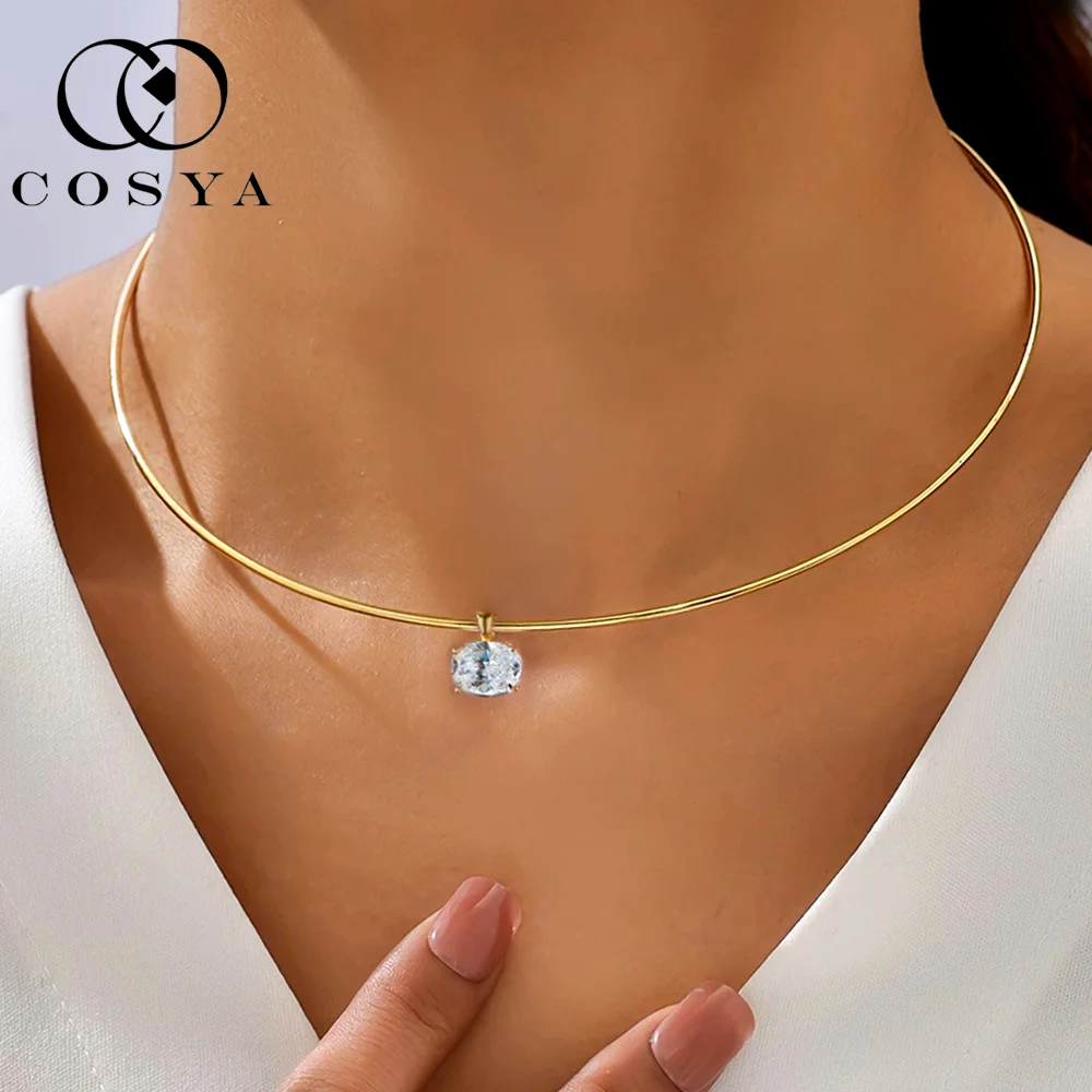

COSYA 2/3CT Moissanite Solitaire Diamond Necklace 100% S925 Silver D VVS1 Lab Grown Pendant Choker Party Fine Jewelry For Women