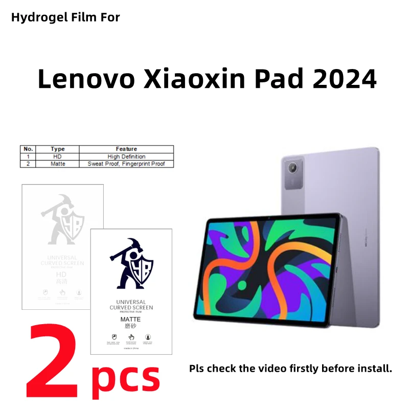 2pcs HD Hydrogel Film For Lenovo Xiaoxin Pad 2024 Matte Screen Protector For Lenovo Xiaoxin Pad 2024 Clear/Frosted Full Cover