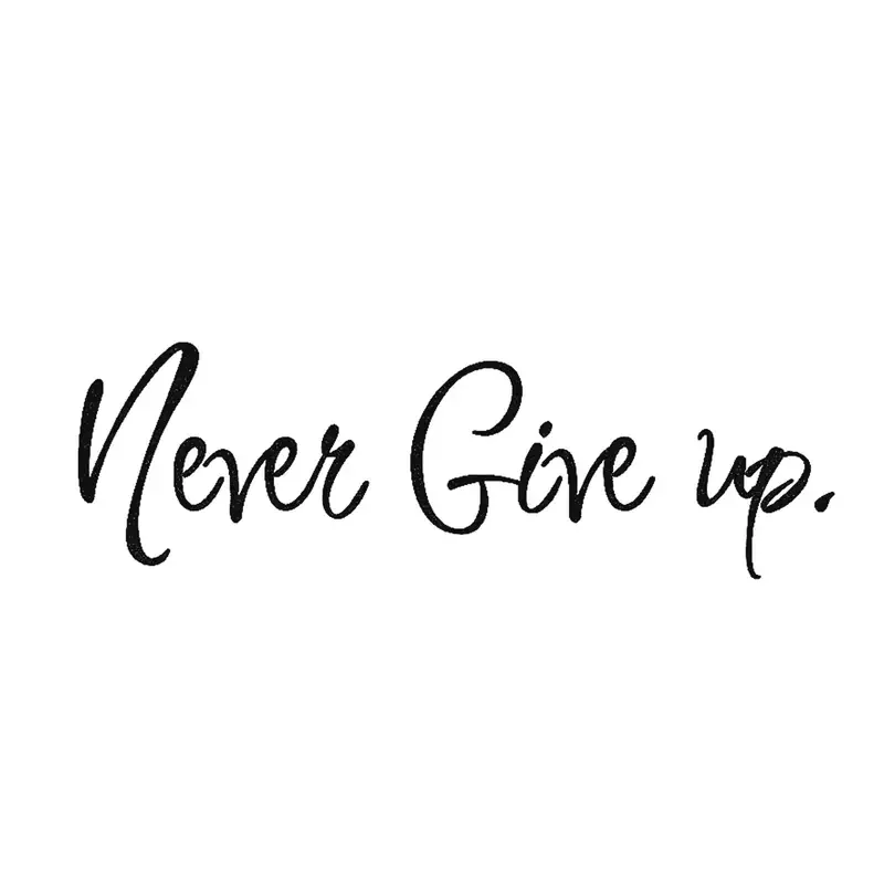 Never Give Up Inspirational Quote Rearview Mirror Car Sticker for Laptop Bottle Truck Motorcycle Vehicle Paint Window Wall Cup D