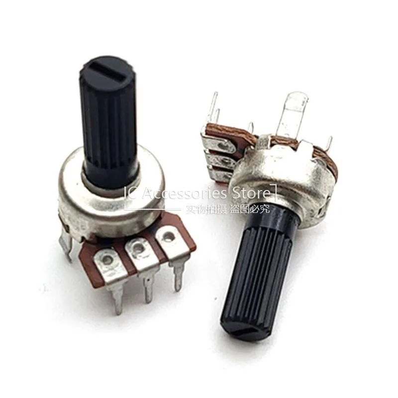 5PCS 121 Type B10K B50K B100K Single B103 B503 B104 Audio Power Amplifier Volume Potentiometer Flower Shaft 15MM Vertical 3Pin