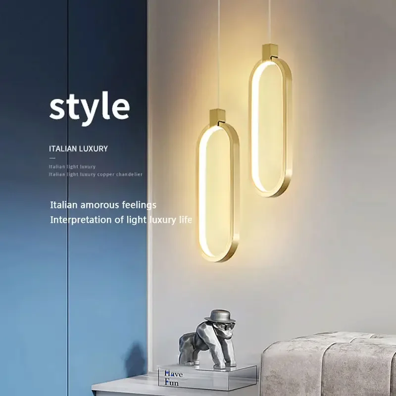

Minimalist Bedroom Bedside LED Ceiling Pendant Light Chandeliers for Restaurant Living Room Gold Hanging Lamp Decoration Lustre