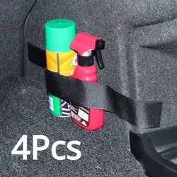 4pcs Car Trunk Storage Organizer Nylon Belt Car Elastic Fixing Belt Universal Car Trunk Black Strap Auto Interior Accessories