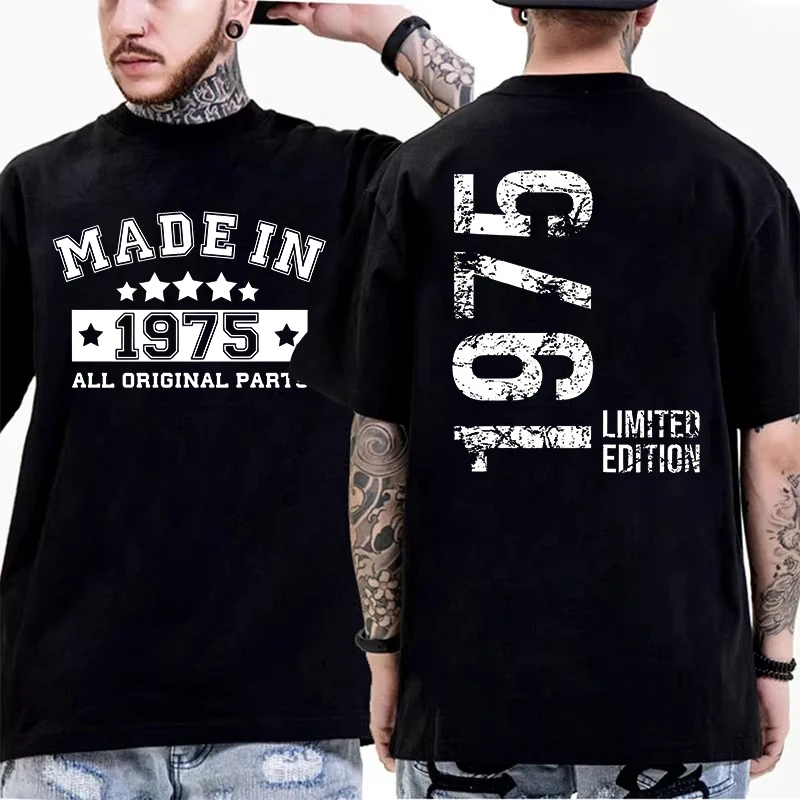 Made in 1975 Tees for Men Women 50th Birthday Years Clothing Retro Vintage Streetwear Short Sleeve T-shirt 50th Birthday Gifts