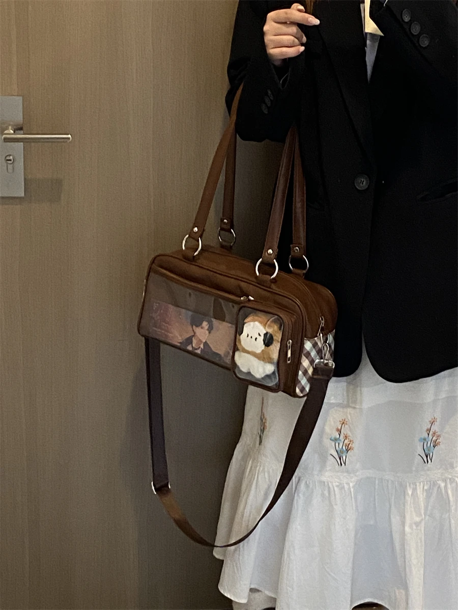 

Коричневый мятный енер orm Сумка на одно плечо JK School orm Bag ex Мягкая холщовая повседневная сумка на молнии