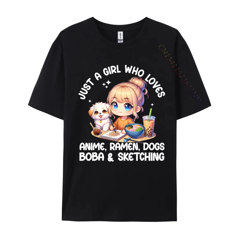 

Just A Who Loves Ramen Dogs Boba And Sketching CasualEurope Tops Shirt Latest Cotton Tops Shirts Men's T Shirts Printed On