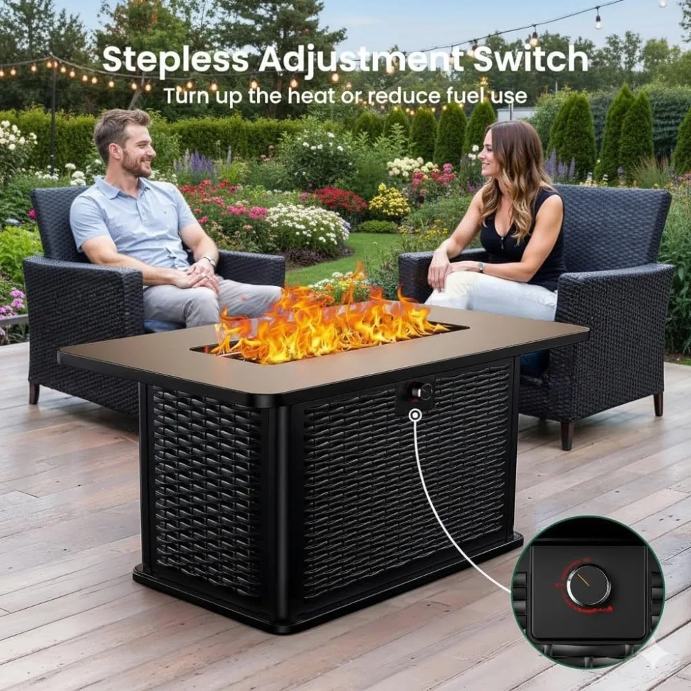 طاولة حفرة نار مستطيلة من البروبان Ciays 43 - بقدرة 60,000 وحدة حرارية بريطانية، معتمدة من CSA 2 في 1، وشامل H من الفولاذ المقاوم للصدأ 304 #6