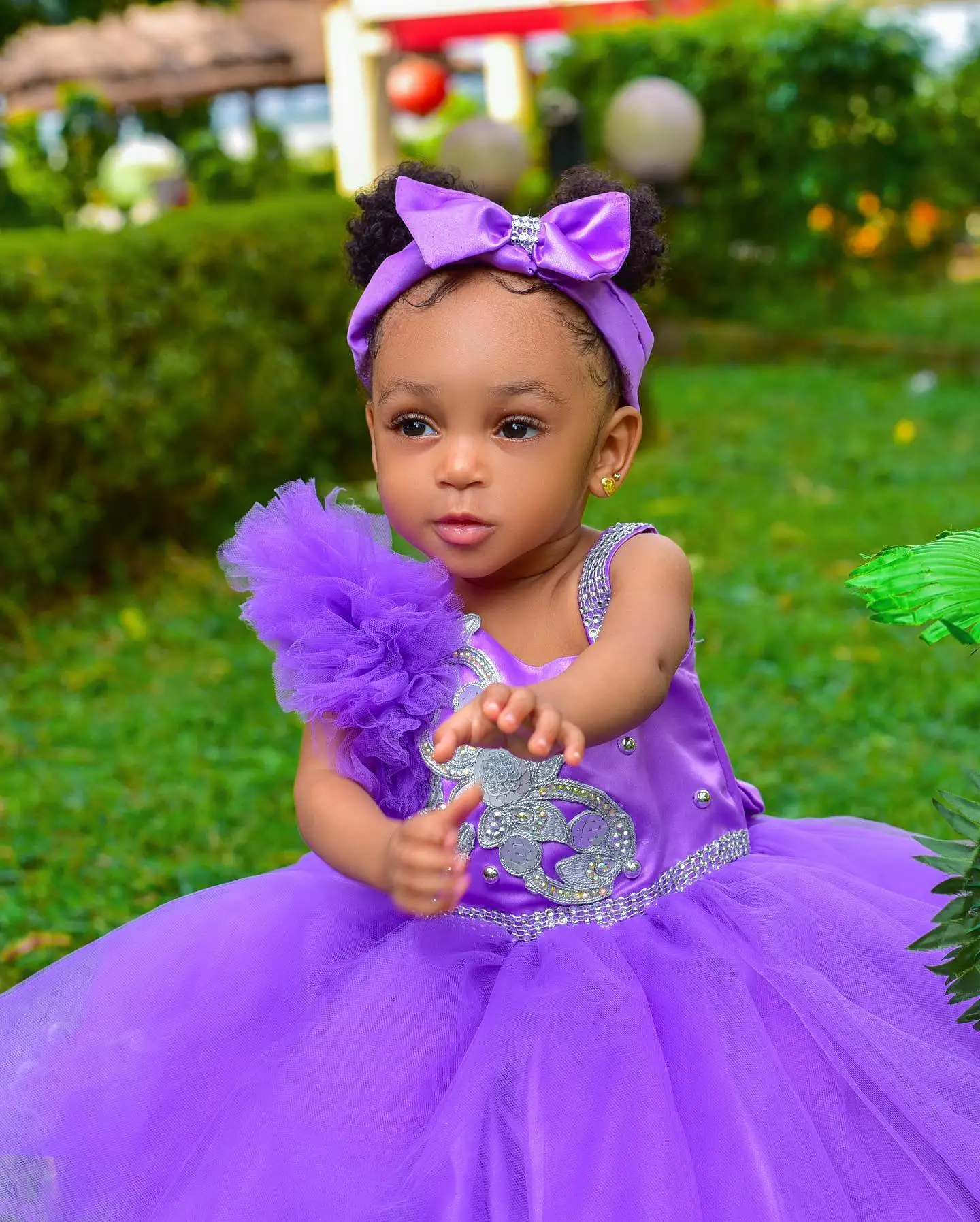 Purple Kids Birthday Party Dresses Beaded Flower Girl Dresses Ruffles Tulle Kids Ball Gowns for Wedding