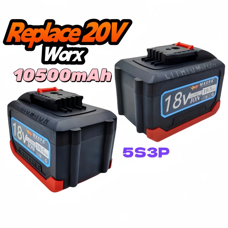 Replace Worx 18V lithium-ion battery with 20V Wicks compatible WA3551 WA3551.1 WA3553 WA3641 WX373 WX390 rechargeable battery