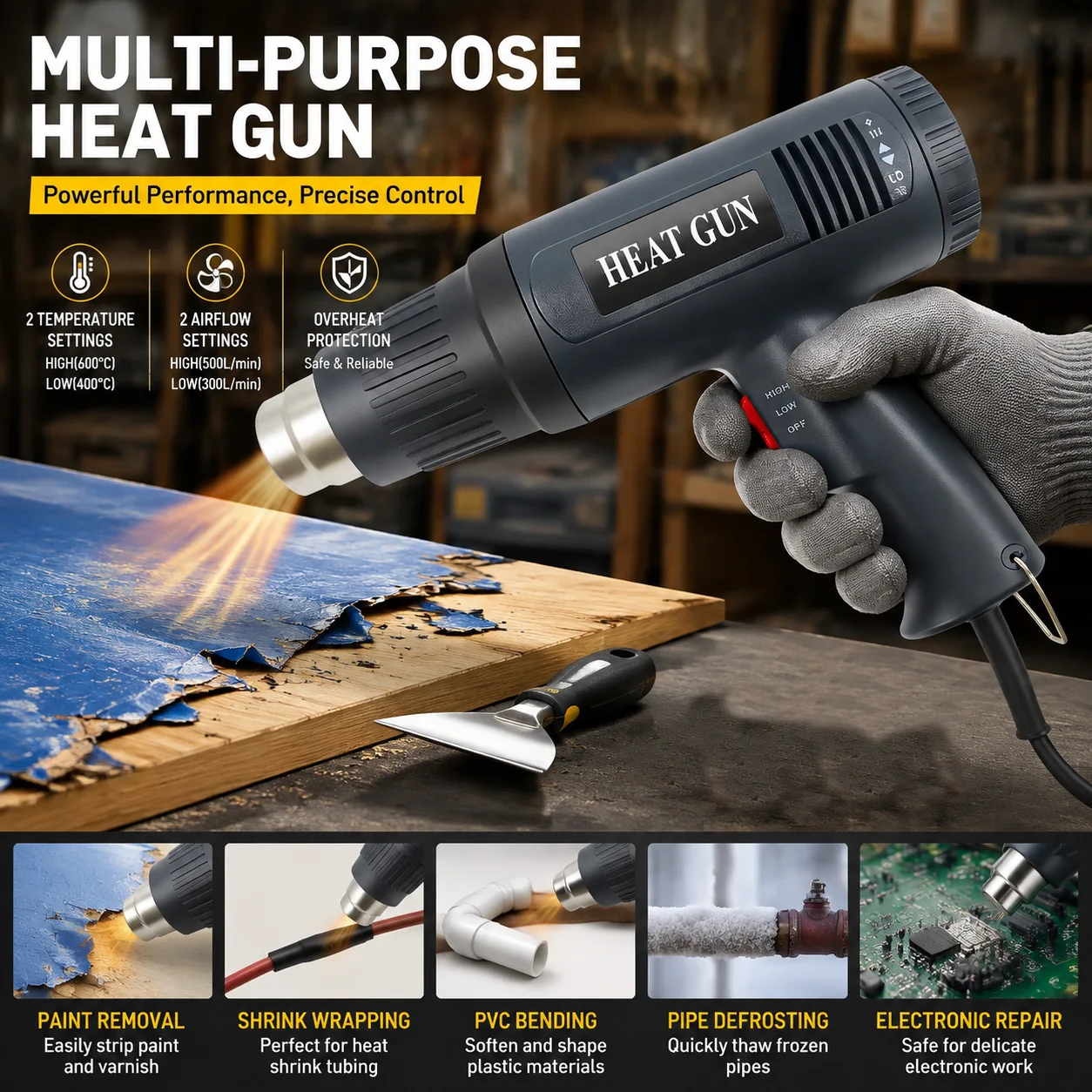 Power Tools Station - 2026New Hot Air Gun 2500W Variable