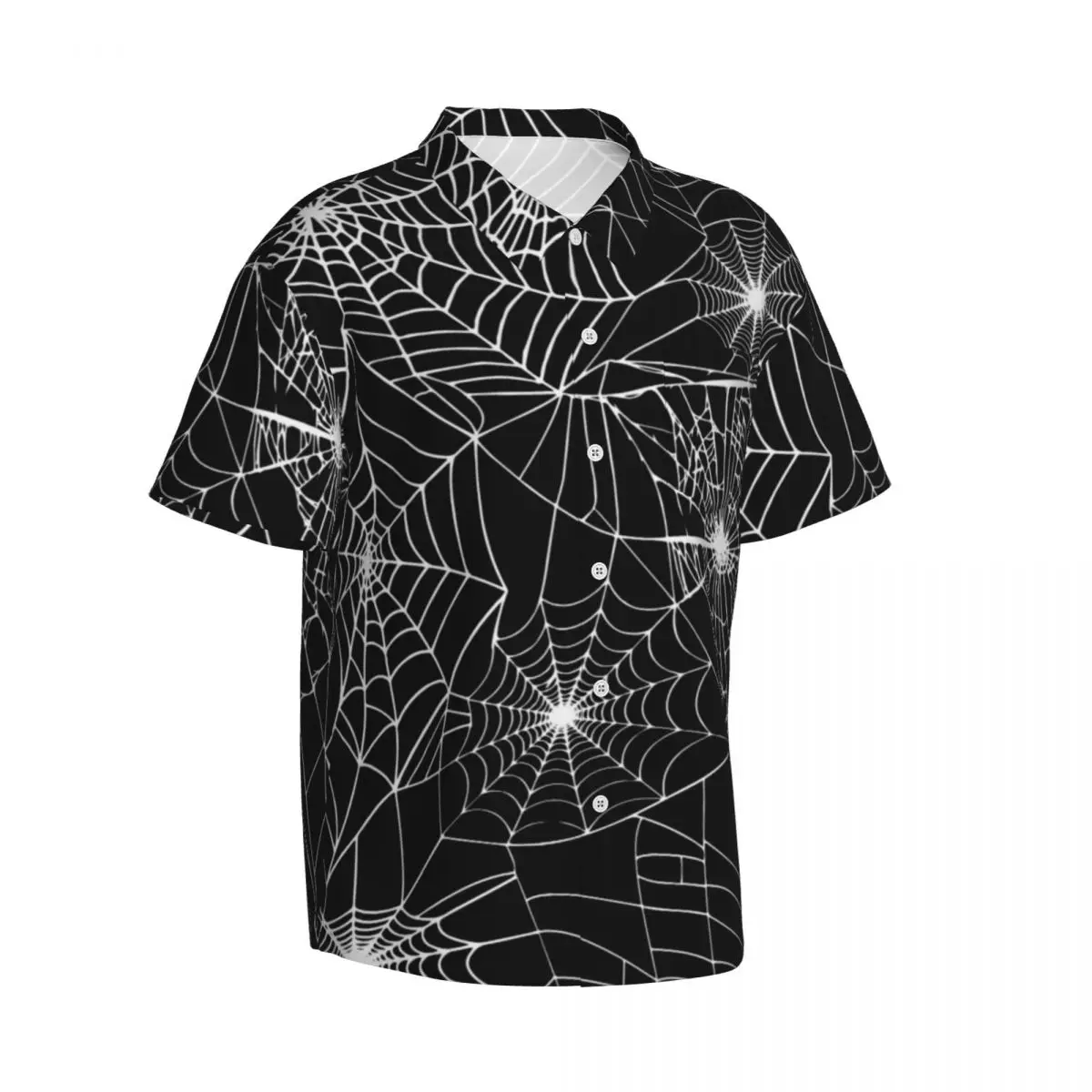 Hawaii Shirt Beach Spooky Halloween Blouses Spider Web Print Vintage Casual Shirts Mens Short Sleeve Streetwear Clothing