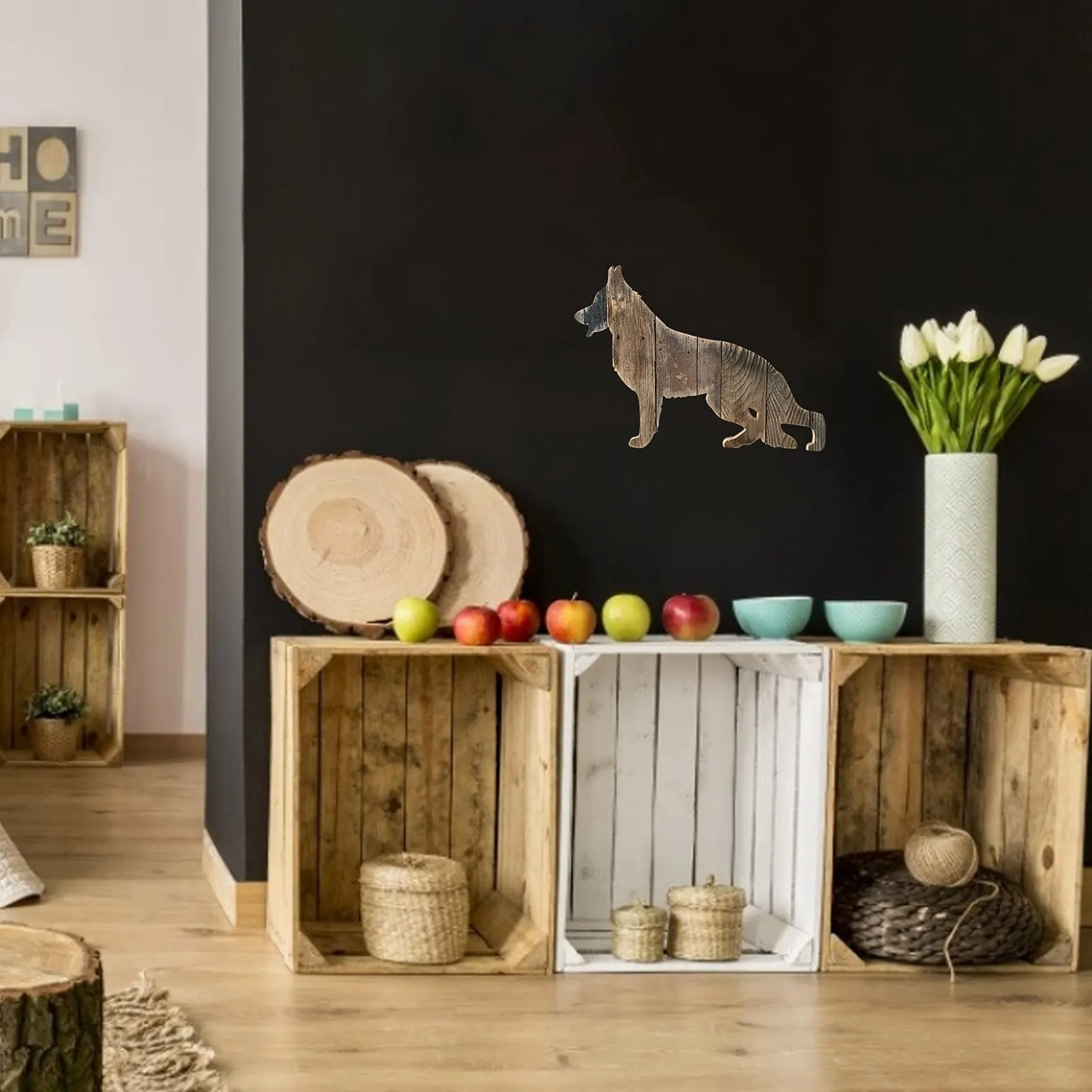 Familie Haustier Handwerk Wand dekoration Holz Spleißen Hund Skulptur Ornamente für Zuhause Wand dekoration-a