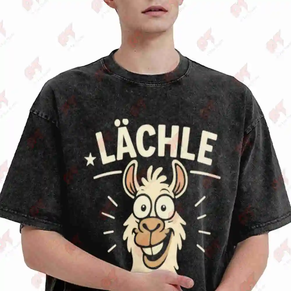 Llama Alpaca Smile You Can't Spit On Them All Vintage Washed Tee Pure Cotton T-Shirt