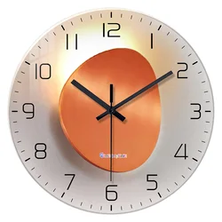 Light Luxury Light and Shadow Flat Pattern Tempered Glass Wall Clock for Living Room, Bedroom, Kitchen, Home Decoration, Silent Quartz Clock, Holiday Gift 12-16inch (Non-Lit)
