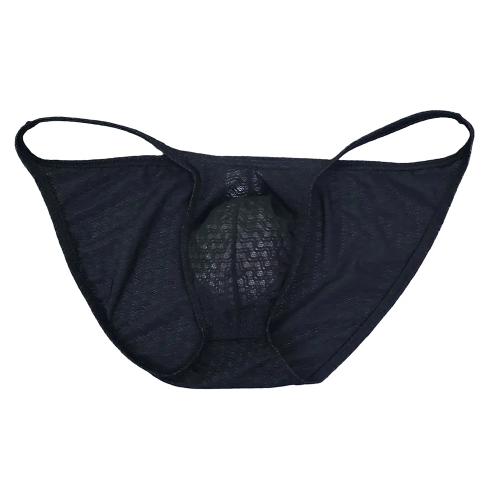 Breathable Transparent Lace Underwear for Men Jacquard Side Space Briefs Lingerie Panties with Comfortable Fit