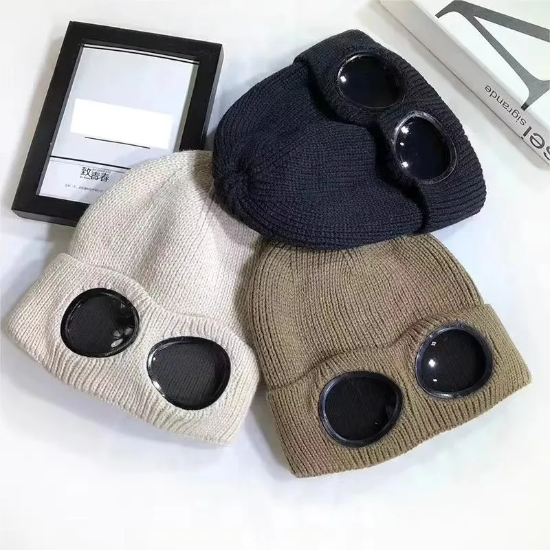 Autumn and winter windproof glasses thickened ski knitted hat warm ski mask hat outdoor ear protection sports cold-proof hat