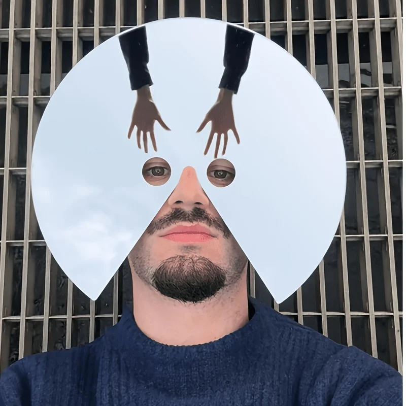 Mirror Reflective Half Face Mask Creative Prank Party Prop Trendy Street Photography For Men Women Event Photo Shooting Gift