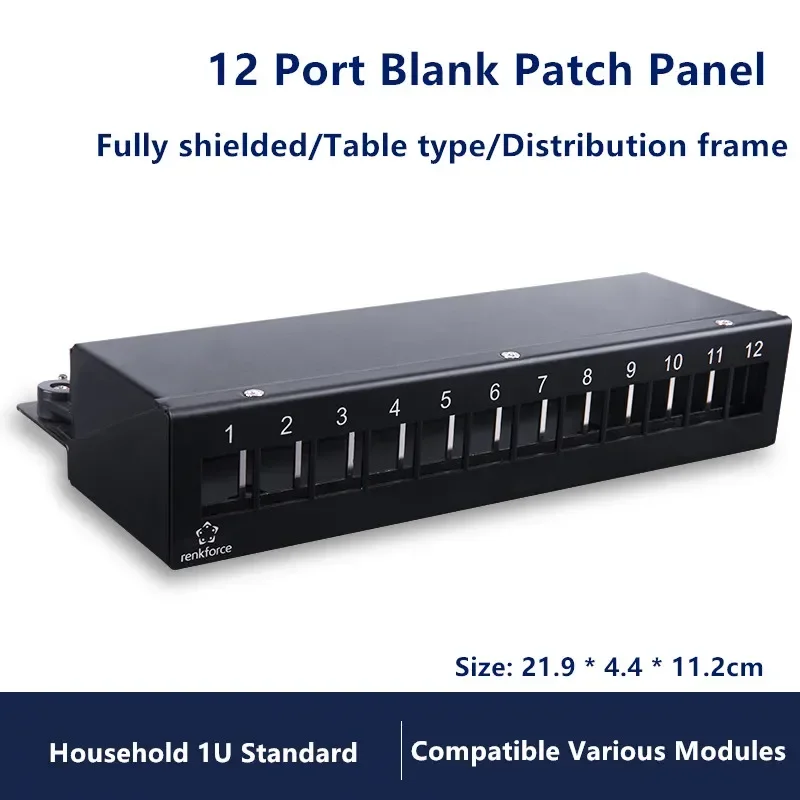 8/12 Ports RJ45 Patch Panel Shielded Keystone Jack Sockets Desktop Wall Mount Distribution Frame For RJ 45 UTP STP Modules